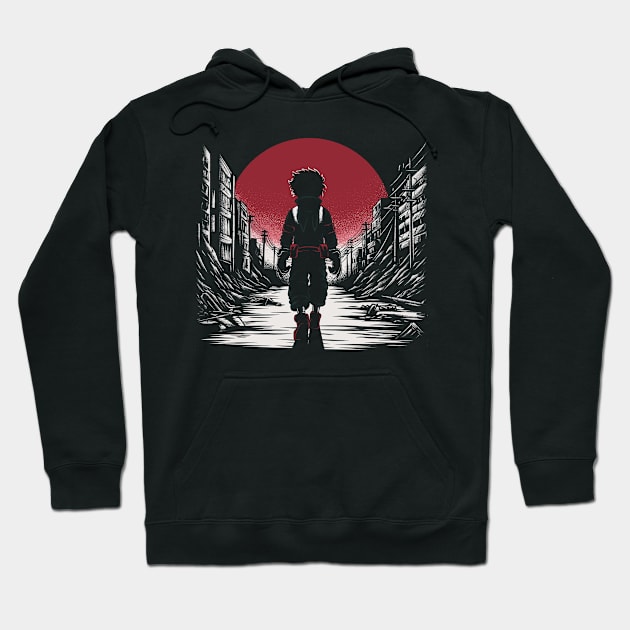 Hero walking through a city Hoodie by oncemoreteez